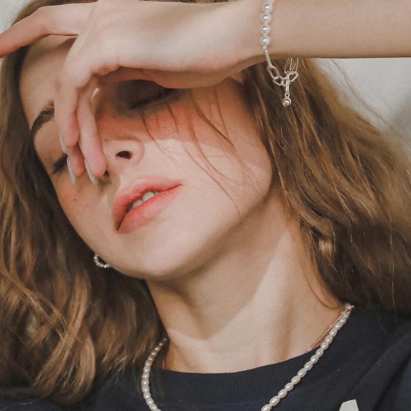 J.Lauren Pearl Link Chain Half n Half Bracelet B0965