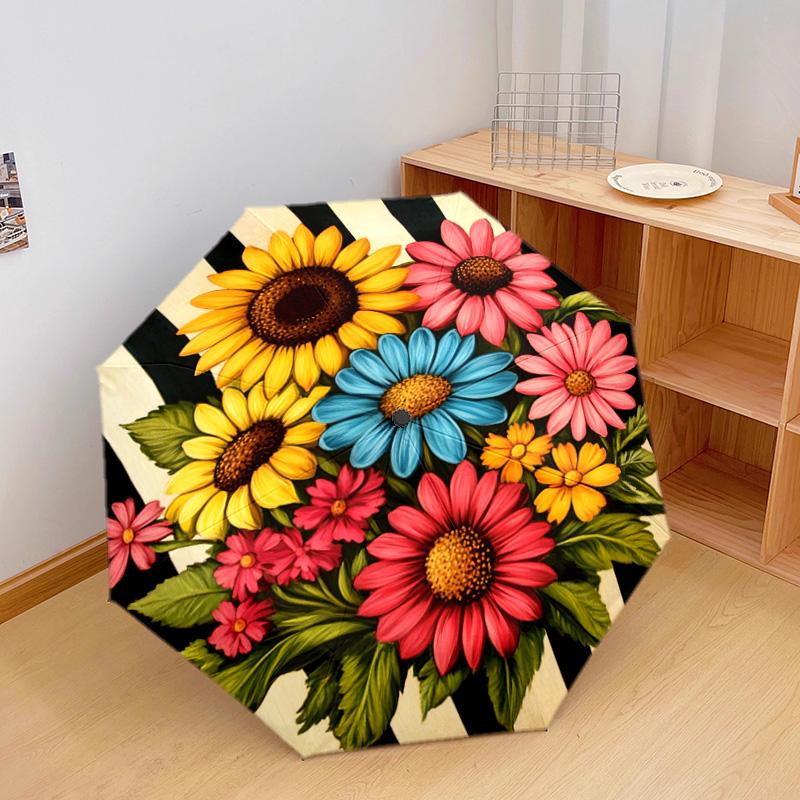 1 шт. Автоматический складной зонт - Рисунок подсолнухов, Портативный и складной дизайн с 8 спицами, Подарки на Рождество и день рождения