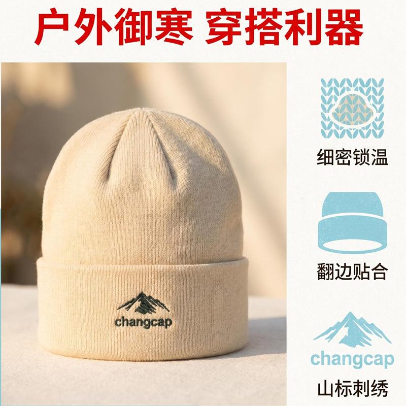 Autumn and winter outdoor hats, simple versatile wool hats ins wind trend knitted hats, small commuting cold hats