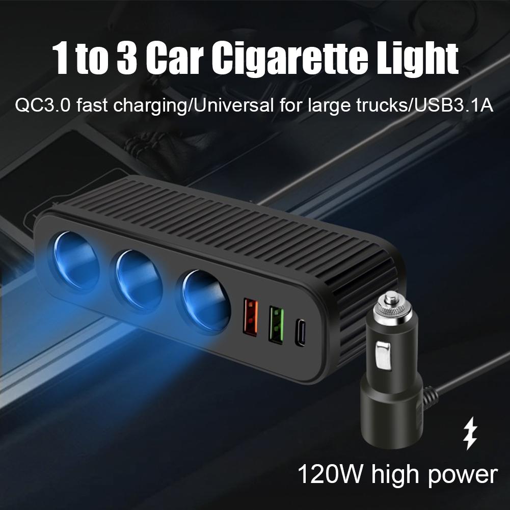 12 В/24 В автомобильный прикуриватель 120 Вт автомобильное зарядное устройство PD QC USB быстрая зарядка адаптер питания зарядное устройство 4-гнездо 3.1A многофункциональное зарядное устройство