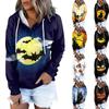 Women's Fashion Slim Fit Long Sleeve Halloween Print Hooded Sweatshirt Top