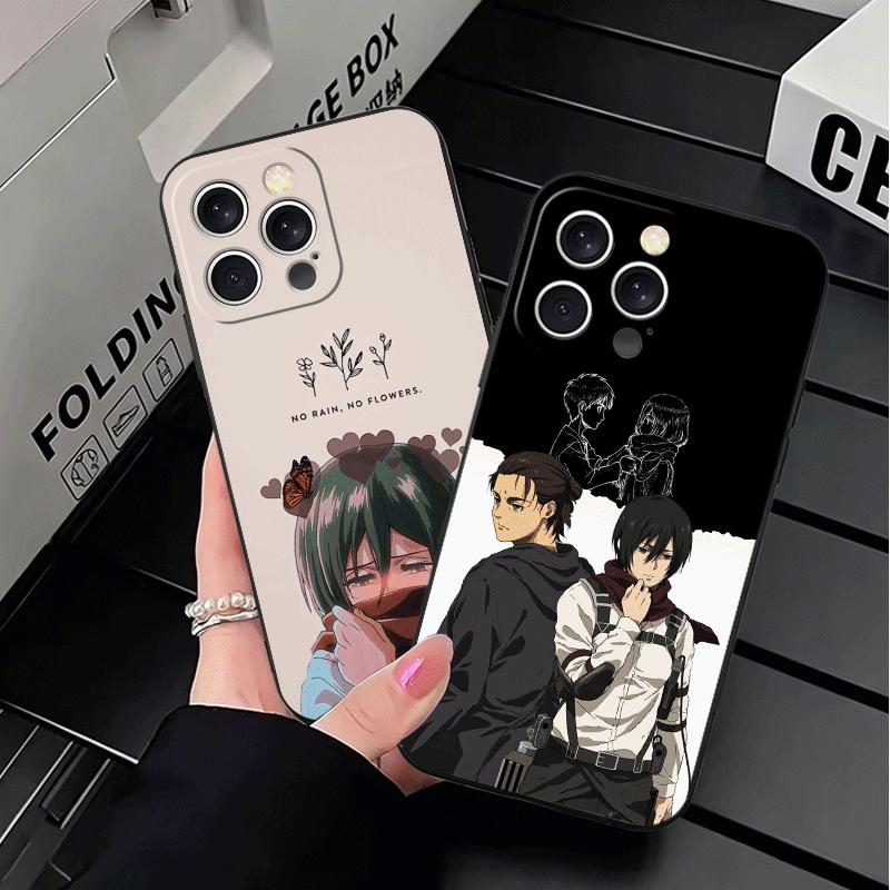A-Атака Титанов Микаса Мягкий Чехол для Телефона для iPhone 16 16E 17 Air 15 Pro Max 14 Plus 13 Mini 11 12 7 Черный Чехол Задняя Панель