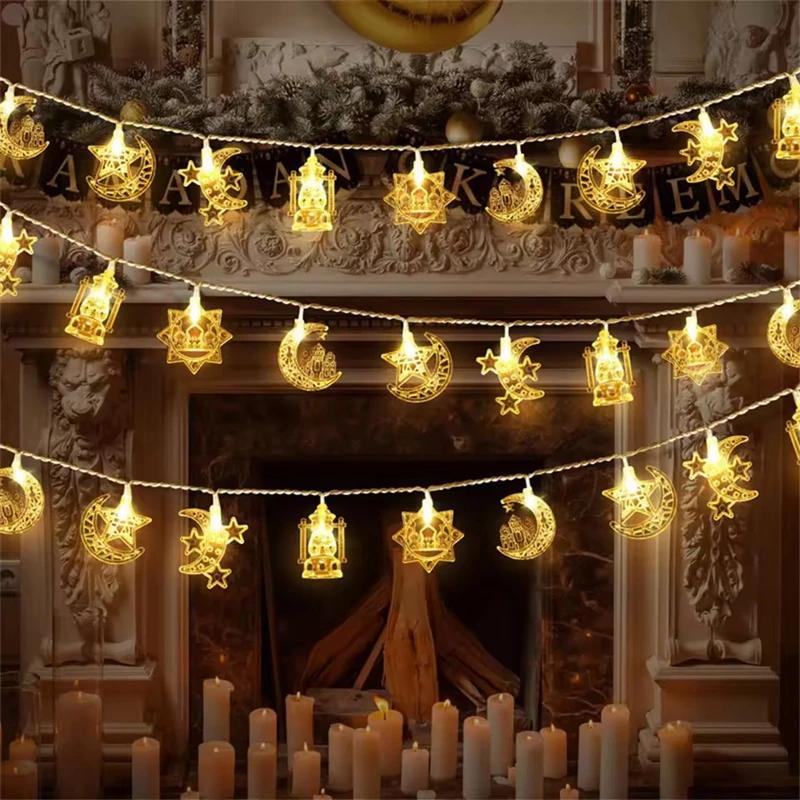 1.5M 10LED Eid Mubarak Star Moon Led String Light Ramadan Kareem Decoration for Home Islamic Muslim Festival Party Supplies