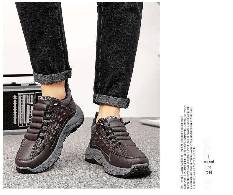 Мужские большие зимние хлопковые ботинки с крокодиловым узором и бархатной подкладкой