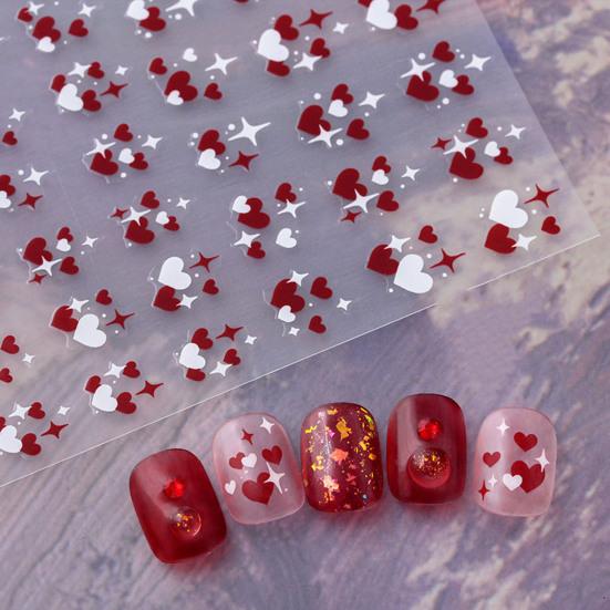 3D Colorful Holographic Out Nail Heart Shape Hollow Art Stickers Women Long-lasting Gel Polish Decals