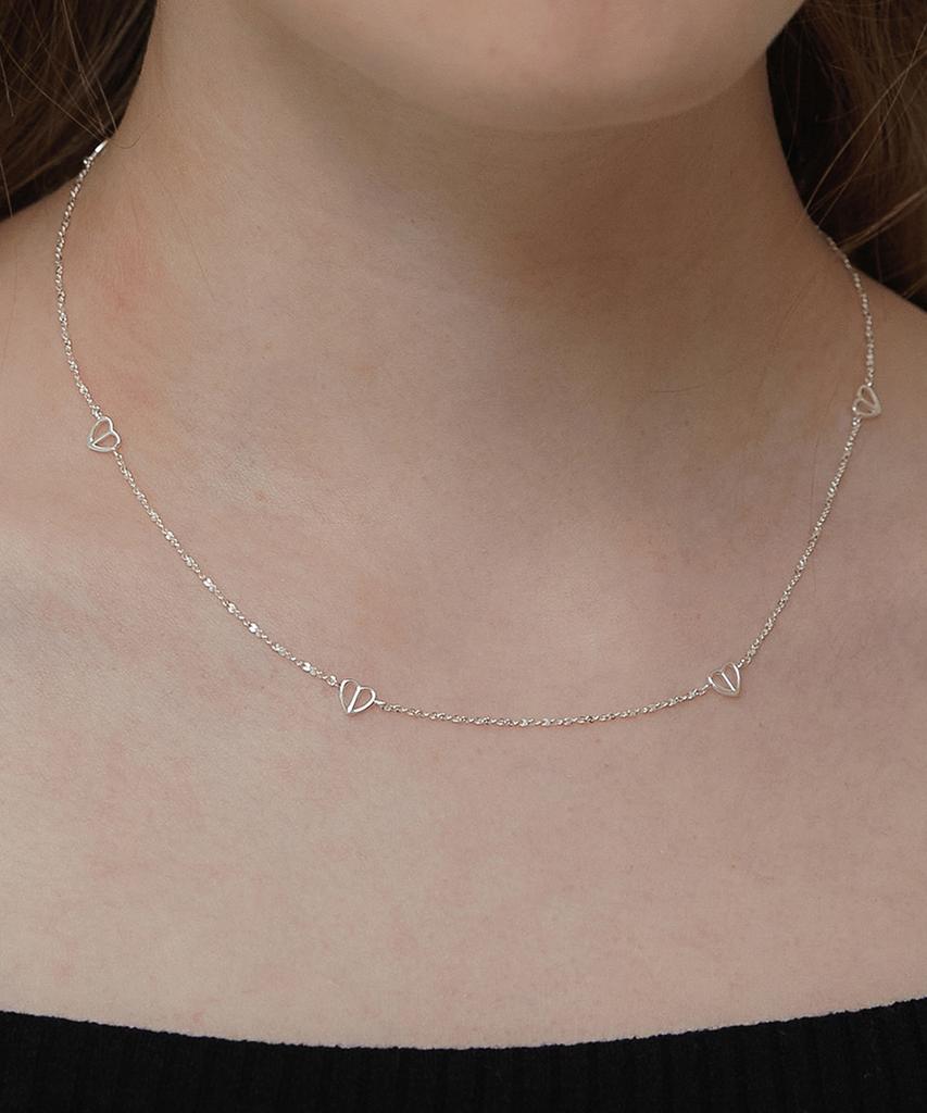 Татьяна (Серебро 925 пробы) Цепочка-колье с сердцем «половинка на половинку» Nz2157