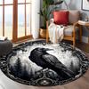 Circular Raven Mystical ForestPattern Round Shape Floor Mats Kitchen Hallway Runner Rug Bedroom Living Room Soft Carpet Non-slip Area Rug