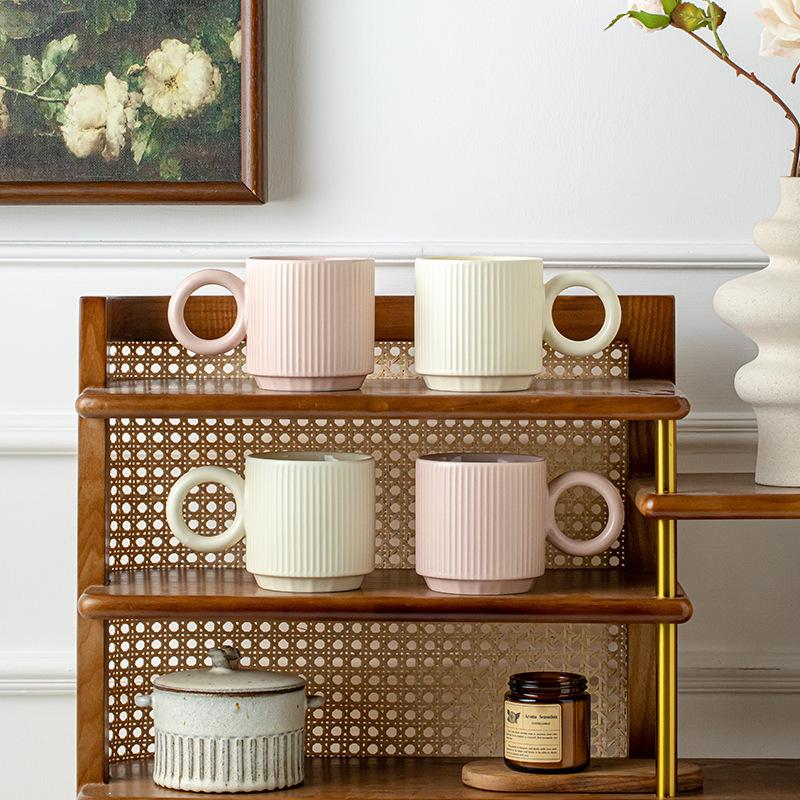 Специальная керамическая кофейная чашка с рельефом, круглая, с ушком, офисная чашка для воды, керамическая чашка, воздуховыпускное отверстие