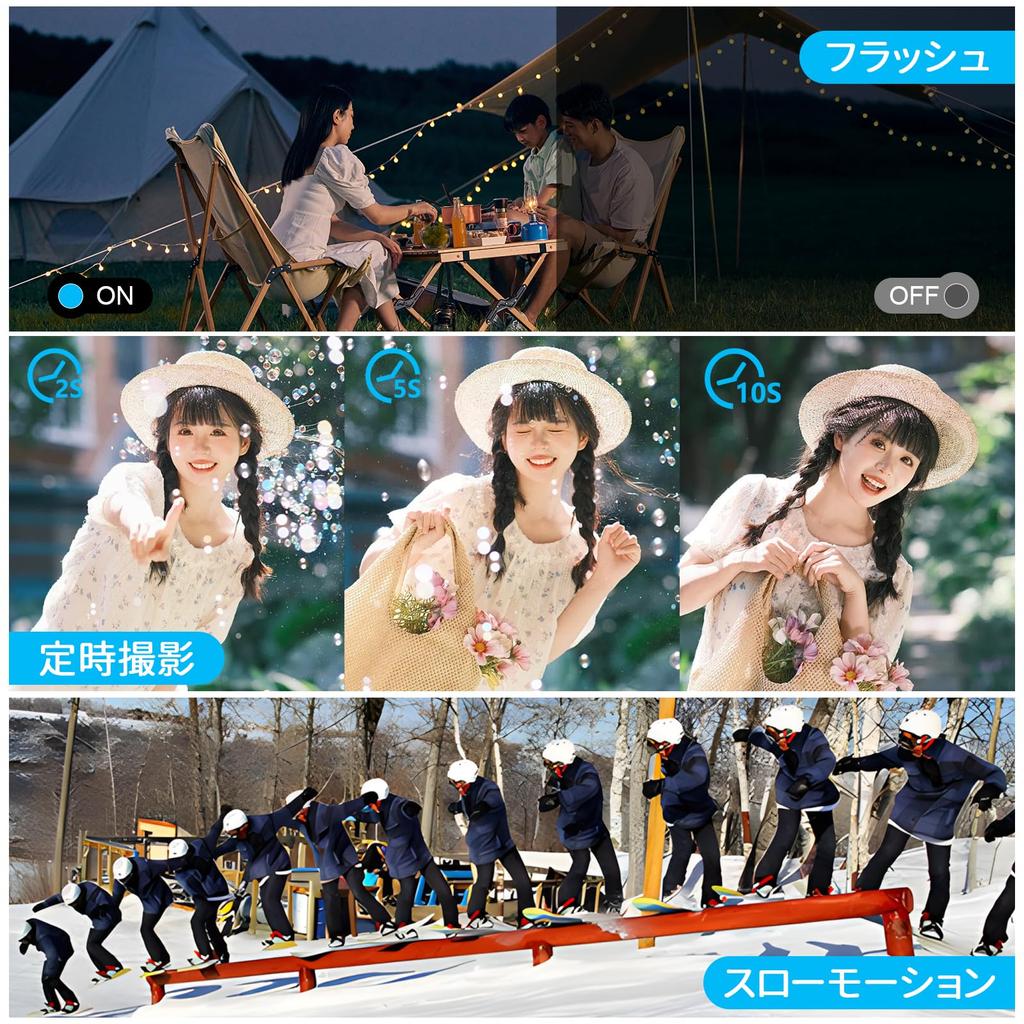 5K Цифровой автофокус 16x Цифровой Таймер для селфи Карта Micro SD Идеально для и Больше Камера, 72 МП, Автофокус, 2,8-дюймовый экран, Зум, Съемка, Встроенная вспышка,