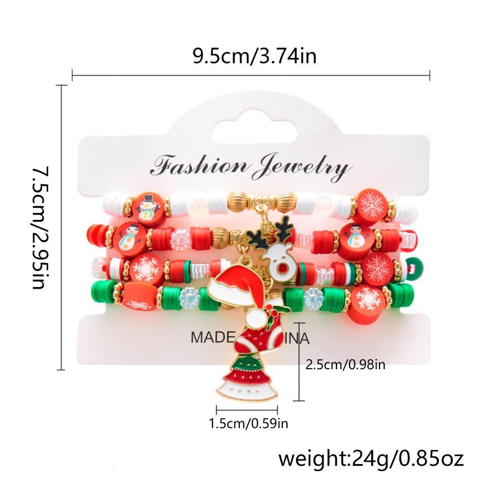 4pcs Colorful Christmas Bracelet Set Stackable Wristband Jewelry New Adjustable Braided Bracelet