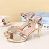 Fashion New Peep Toe High Heeled Women Sandals Fashion Ladies Summer Shoes Brand Spike Heels 6cm Gold Silver Shoes for Women