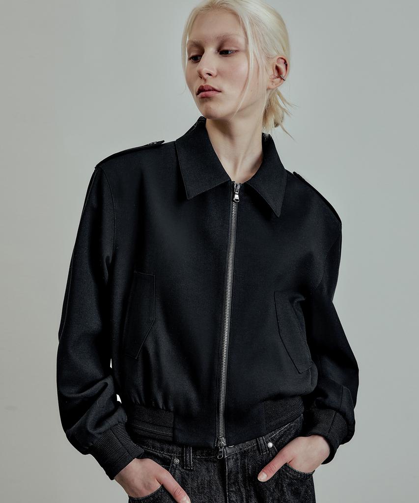 Lmood Women French Wool Blend Officer Jacket Black