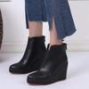 Обувь Осень-начало Зимы 2025, Женские ботильоны на платформе, Современные женские туфли на танкетке 10 см, Чисто черный, Белый, Большой размер 42