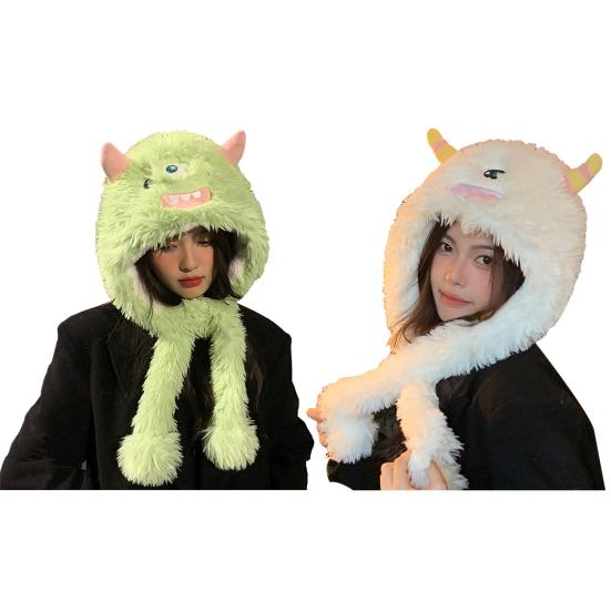 Забавная плюшевая шапка с мультяшным дизайном, супермягкая, ультра-толстая, приятная для кожи, ветрозащитная, очаровательная термоплюшевая шапка, головной убор