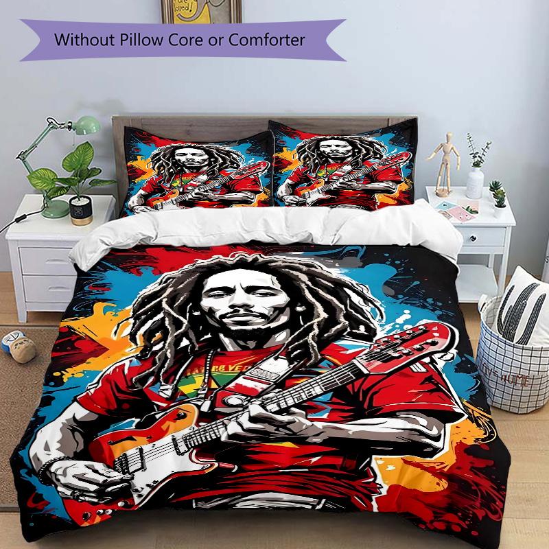 3pcs Vibrant Colors of Music Printed Bedding Set, Soft and Comfortable Quilt Cover for Bedroom, Guest Room (1 Duvet Cover + 2 Pillowcases, P
