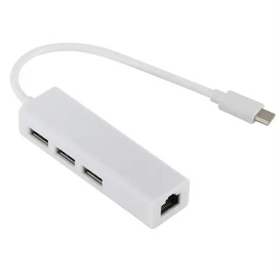 Переходник SUNROZ хаб USB 3.1 Type-C - 3 х USB 2.0 + RJ45 Ethernet LAN адаптер 100 Mbps (A48599)