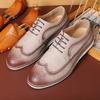Деловые кожаные туфли на шнуровке мужские трендовые мужские повседневные туфли британский стиль Брок гравированные мужские туфли