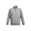 Under Armour UA Rival Mock Neck Logo Print Loose Fit Raglan Long Sleeve Sweatshirt Men Sweatshirt Gray 1386016-025