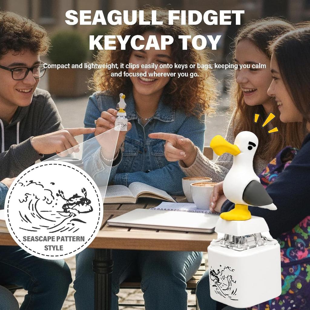 Creative Seagull Bird Keychain Luminous Sound Button Clicker Fidget Stress Relief Type-C Rechargeable Gift