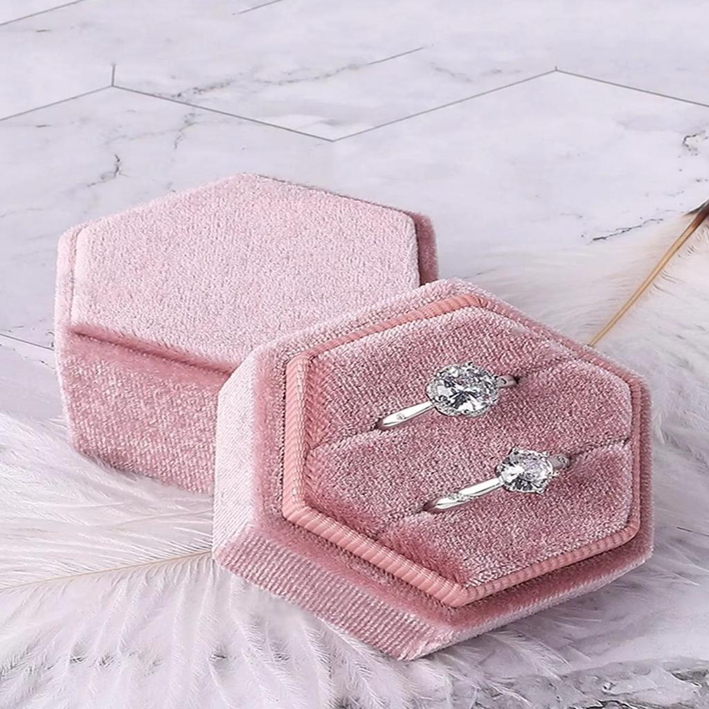 1 шт.-Винтажная шестигранная шкатулка для украшений, двойная коробка для колец, пустая коробка, органайзер для подарка на помолвку, свадебную церемонию, День святого Валентина