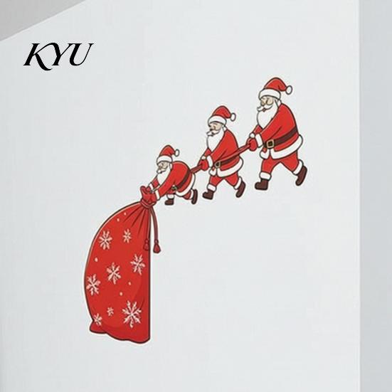 Non Marking Wall Art Decor Christmas Door Topper Decor, Santa Claus Frame Sticker, Funny Waterproof PVC Sticker Xmas Corner Decal, Self-Adhesive
