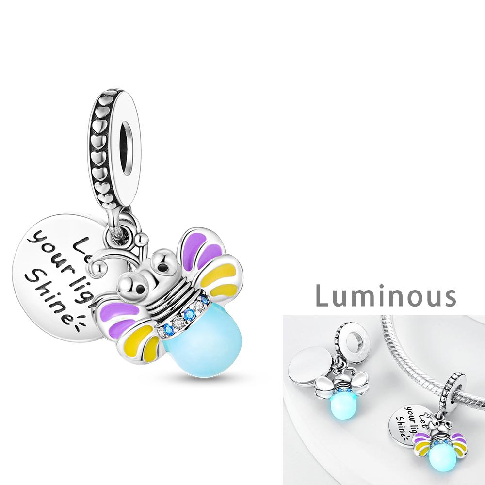 Медная Светящаяся Бусина-Подвеска Светлячок Charms Совместимы с Оригинальным Браслетом-Шармом Подвески Браслеты Сделай Сам Wo