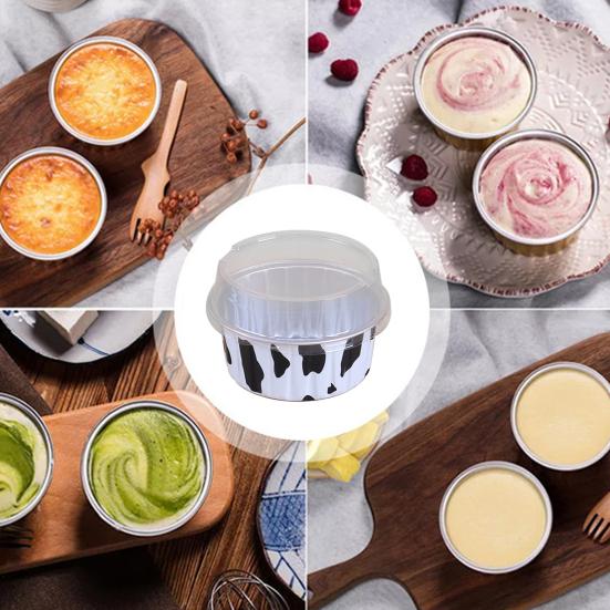 Коробка из фольги с крышкой, 20 шт. Многоразовые одноразовые круглые пищевые антипригарные антипригарные контейнеры для духовки, безопасный контейнер для кексов, миска из алюминиевой фольги, форма для выпечки, кухонные принадлежности