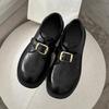 Модные женские слипоны из коровьей кожи с металлической пряжкой, весна-осень 2025, лаконичные повседневные туфли на плоской подошве, высококачественные универсальные оксфорды