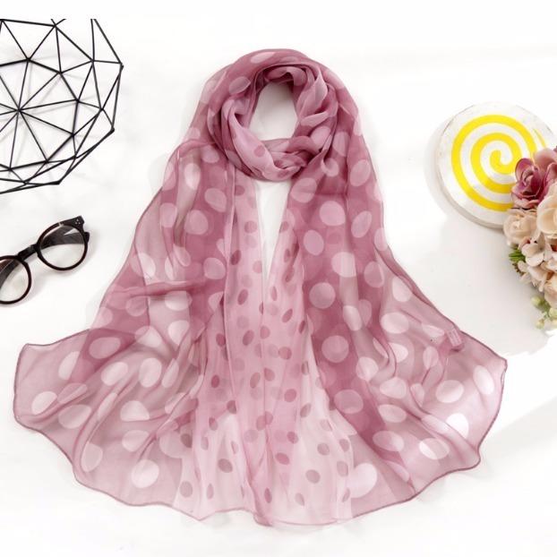 Весенне-летний тонкий полупрозрачный шарф в горошек, ветрозащитный и солнцезащитный шарф с художественным декором в горошек, длинный