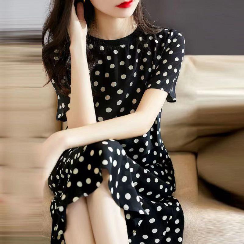 Women's Cotton Silk Mid-Length Nightgown - Summer Pajamas Plus Size Homewear for Middle-Aged and Elderly