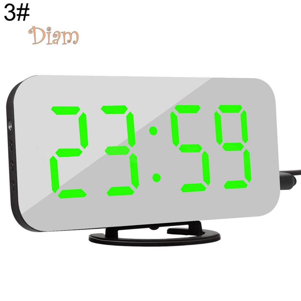 CO&LO Fashion Digital LED Mirror Dual USB Port Rechargeable Dimmer Snooze Alarm Clock