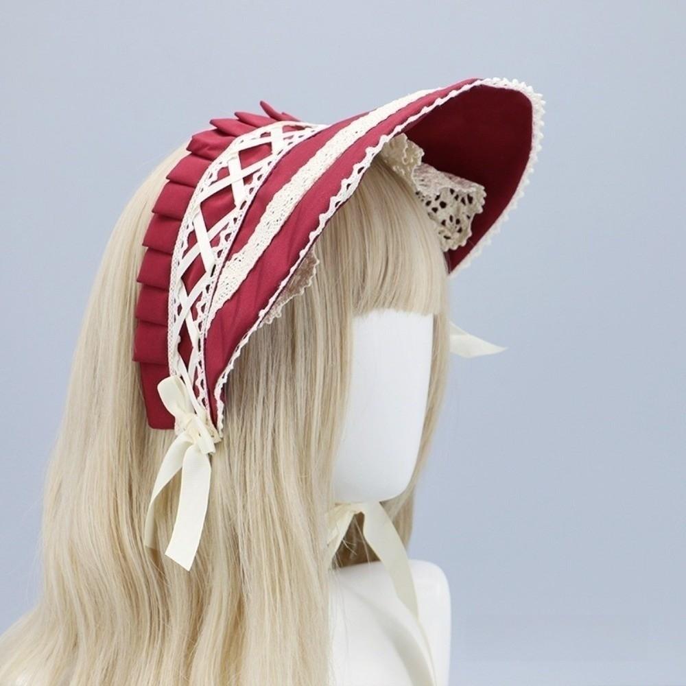 Ruffle Lolita Bonnet Cap Pastorale Style Lace Hat Victorian Headpiece  Halloween Costume