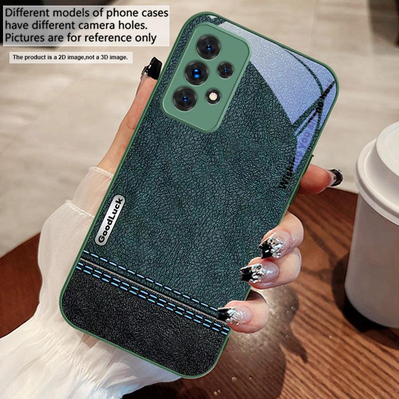 Желто-зеленая строчка Для Samsung A73 72 71 A70 56 55 54 A53 52 51 50 42 A35 A34 33 32 31 26 25 24 23 22 30 стеклянный чехол для телефона