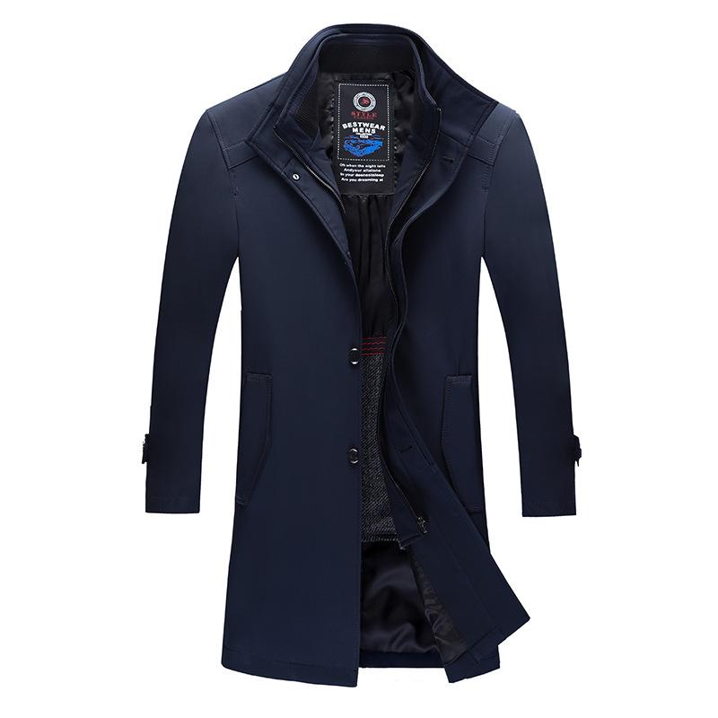 Мужская ветровка со съемной подкладкой средней длины, осенне-зимний костюм для папы, воротник, деловой, повседневный, для среднего и пожилого возраста, утолщенное пальто
