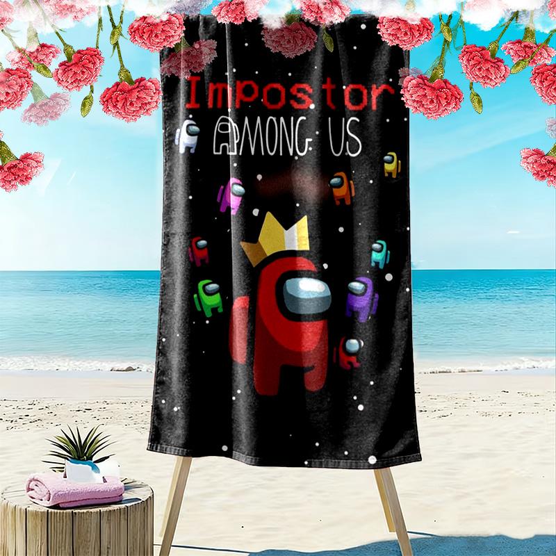 Among Us Print Beach Towel, Large Soft Quick Dry Towel for Beach Camping Swimming