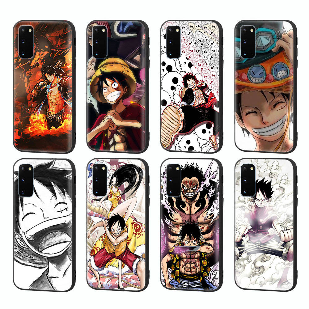 WD28 One Piece Luffy Black Sofe Case for iPhone 16 15 Plus 14 13 Pro 8 SE XR XS Max P30 Nova 5T Y5P Y6 Y7 Y8P Y9 Realme C30 C33 C31 VIVO Y36 V27