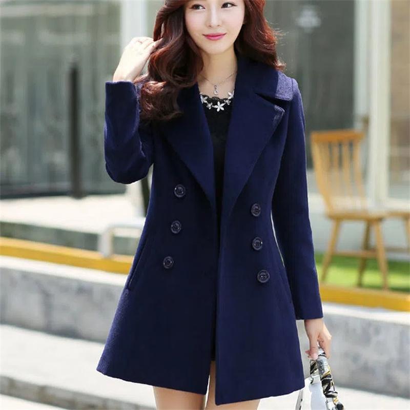 Осенне-зимняя шерстяная куртка, женская одежда, двубортное шерстяное пальто средней длины, тонкая элегантная женская корейская верхняя одежда, S-3XL