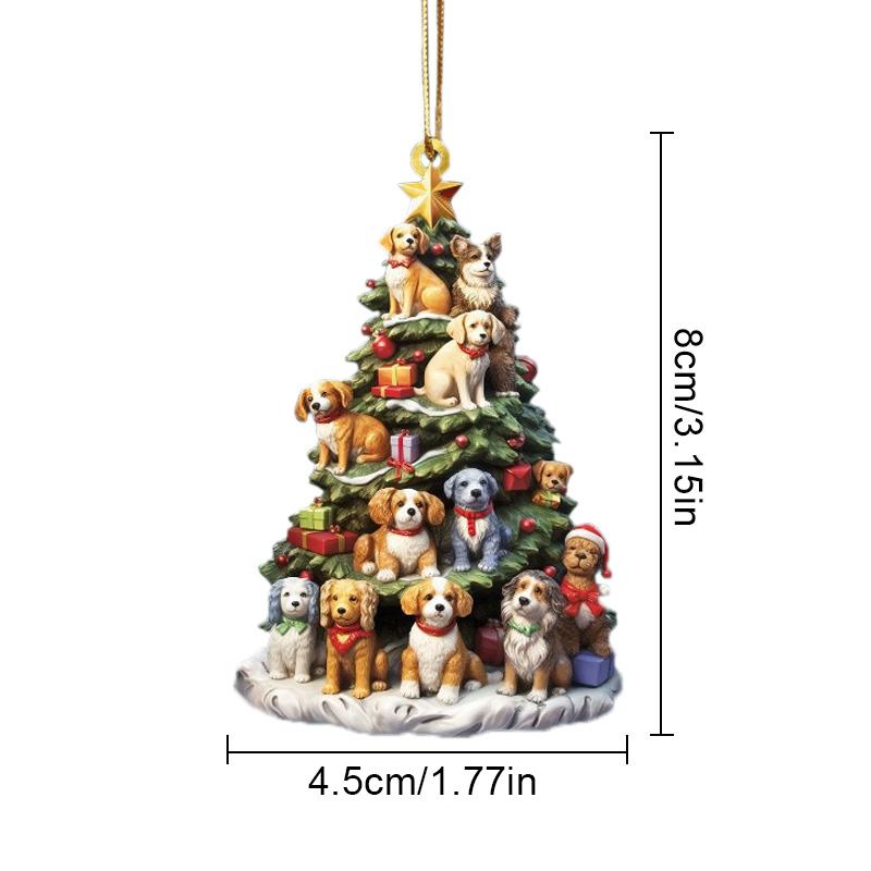 Christmas Hanging Ornaments Pendants Xmas Tree Cartoon Dog Book Design Unique Acrylic