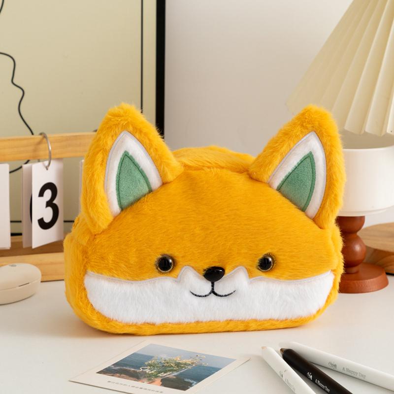 Большая вместимость Креативный пенал Fox мультфильм милый плюшевый канцелярский студенческий многофункциональный мешок для хранения забавный пенал