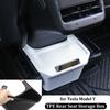 ModelY 2023 Аксессуары для Tesla Model Y Ящик для хранения на заднем сиденье Ящик-органайзер из термопластичного эластомера с крышкой Держатель для телефона Мусорное ведро под сиденьем