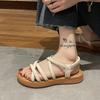 Roman Sandals Women Flat Elastic Soft Bottom Summer Sandals Ladies Cross Strap Outwear Sandals