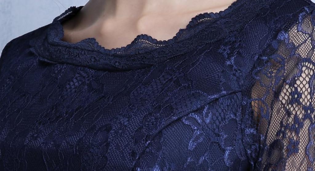 Платье EightSTAR Party Свадебное Миди для Фортепианного Концерта Темно-синее Размер Платье, Платье, До Колена, Длина, Лента, Рукава, Кружево, А-силуэт, Платье, Прозрачное,