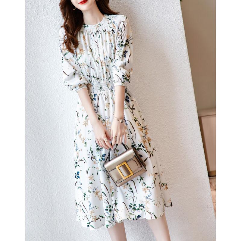 Женское платье А-силуэта с длинным рукавом и принтом