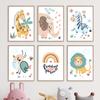 Cute Elephant Giraffe Lion Bird Zebra Wall Art Canvas Painting Nordic Posters And Prints Cartoon Wall Pictures Kids Room Decor