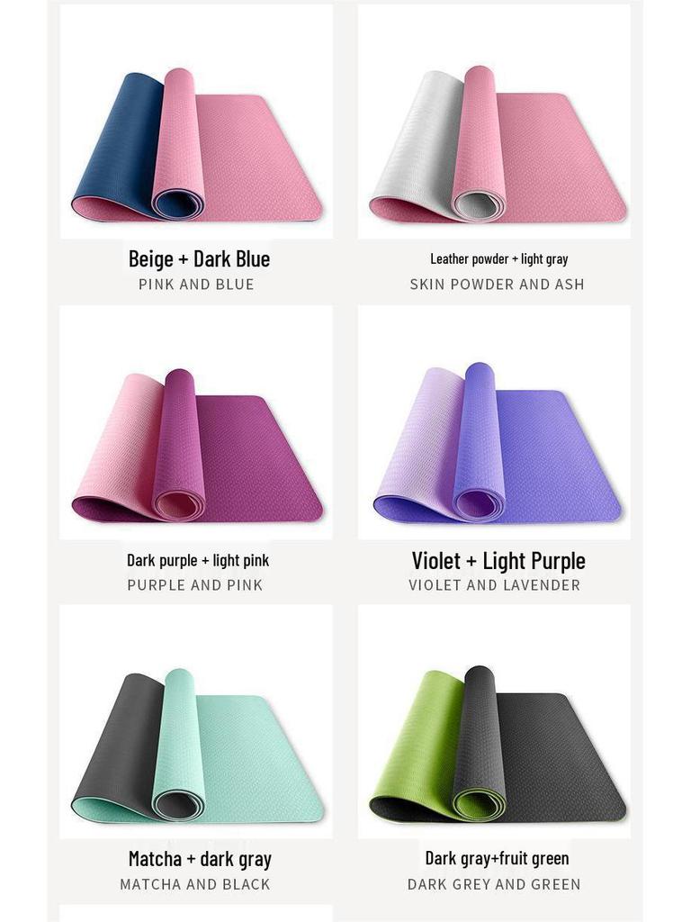 High-End Non-Slip TPE Yoga Mat with Body Alignment Lines for Men & Women Fitness Training, Dual-Color Design, Ideal for Home Use.