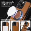KEYSION Роскошный чехол из искусственной кожи MagSafe для iPhone 16 Pro Max 15 Pro с вращающимся на 360 ° магнитным кольцом-подставкой, противоударный чехол для телефона