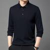 Мужская роскошная кашемировая футболка-поло с длинным рукавом, новый осенний стиль из мериносовой шерсти, приятный к коже отложной воротник для верхней одежды.