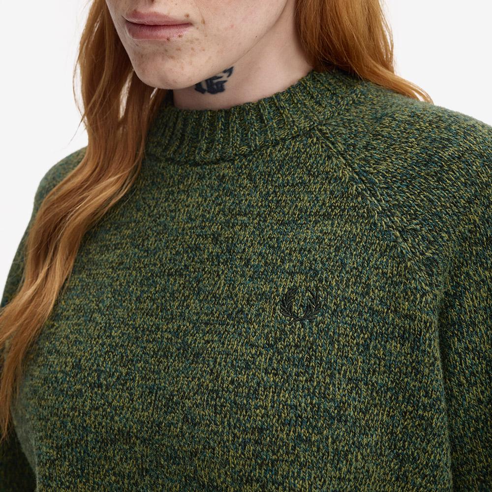 FRED PERRY [Womens] Twisted Horse Mock Neck Knit - Tennis Ball Yellow/Dark Petrol/Black Afpf2531133-72A