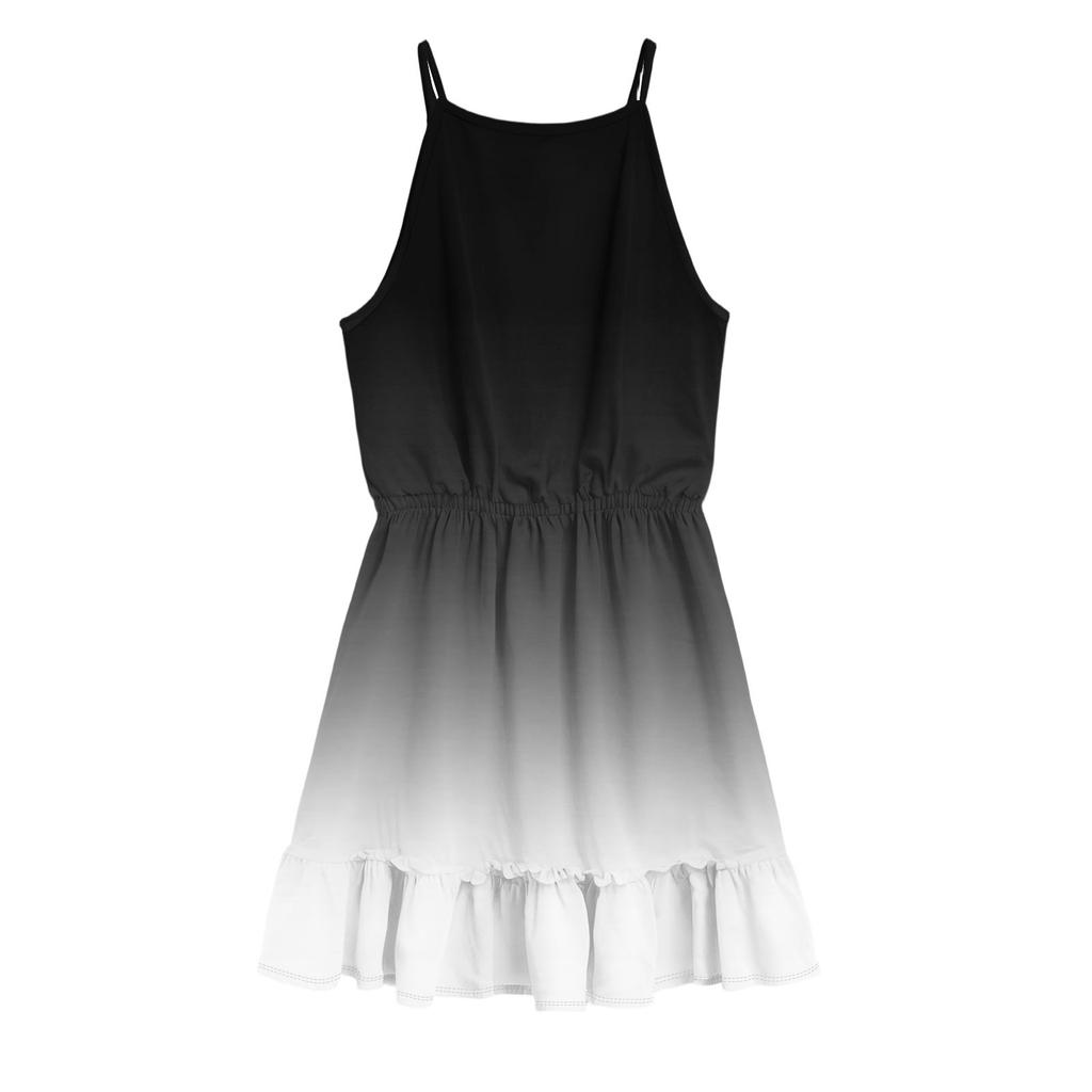 Детское летнее повседневное модное платье с круглым вырезом, однотонное, без рукавов