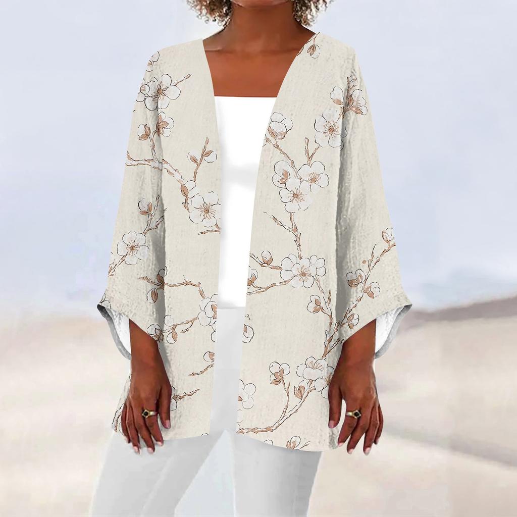 Женская повседневная модная легкая куртка средней длины с принтом в стиле ретро, ​​кардиган